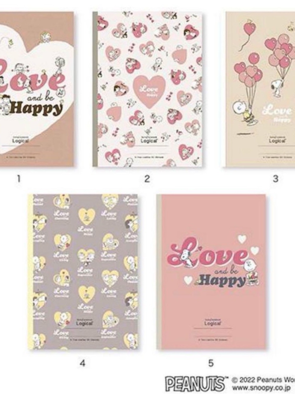 Nakabayashi Peanuts Snoopy Swing Logical Notebook Set Of 5 Ruled 30 Sheets Set